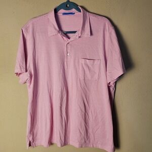 J McLaughlin Mens Pink White Striped Short Sleeve Polo Golf Shirt XL